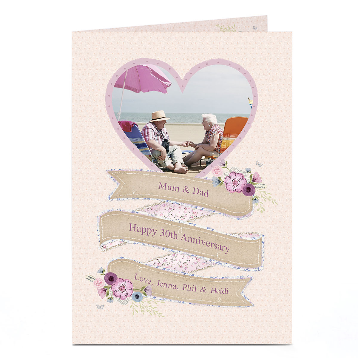 Photo Card - Any Occasion Love Heart & Banners