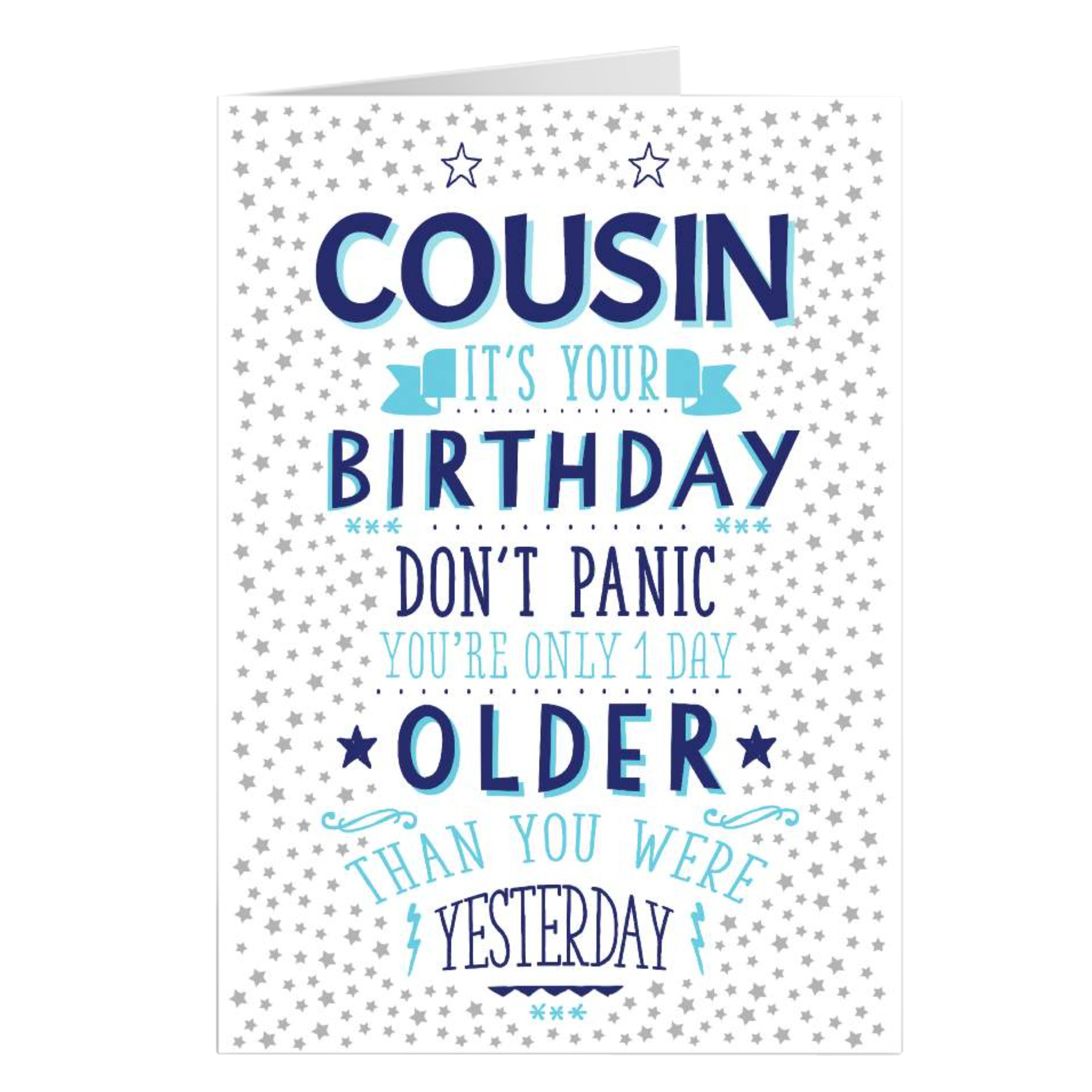 Personalised Birthday Card - One Day Older, Cousin