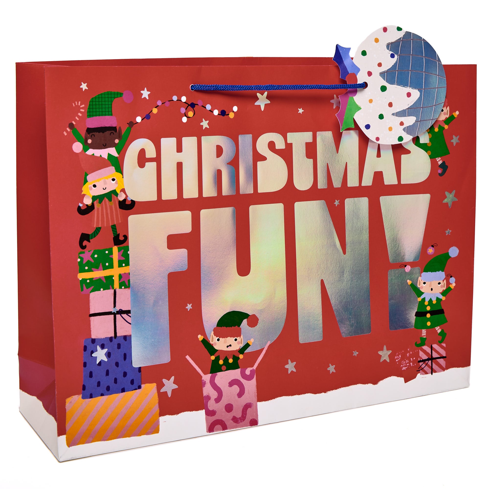Fun Elves Extra Large Landscape Christmas Gift Bag