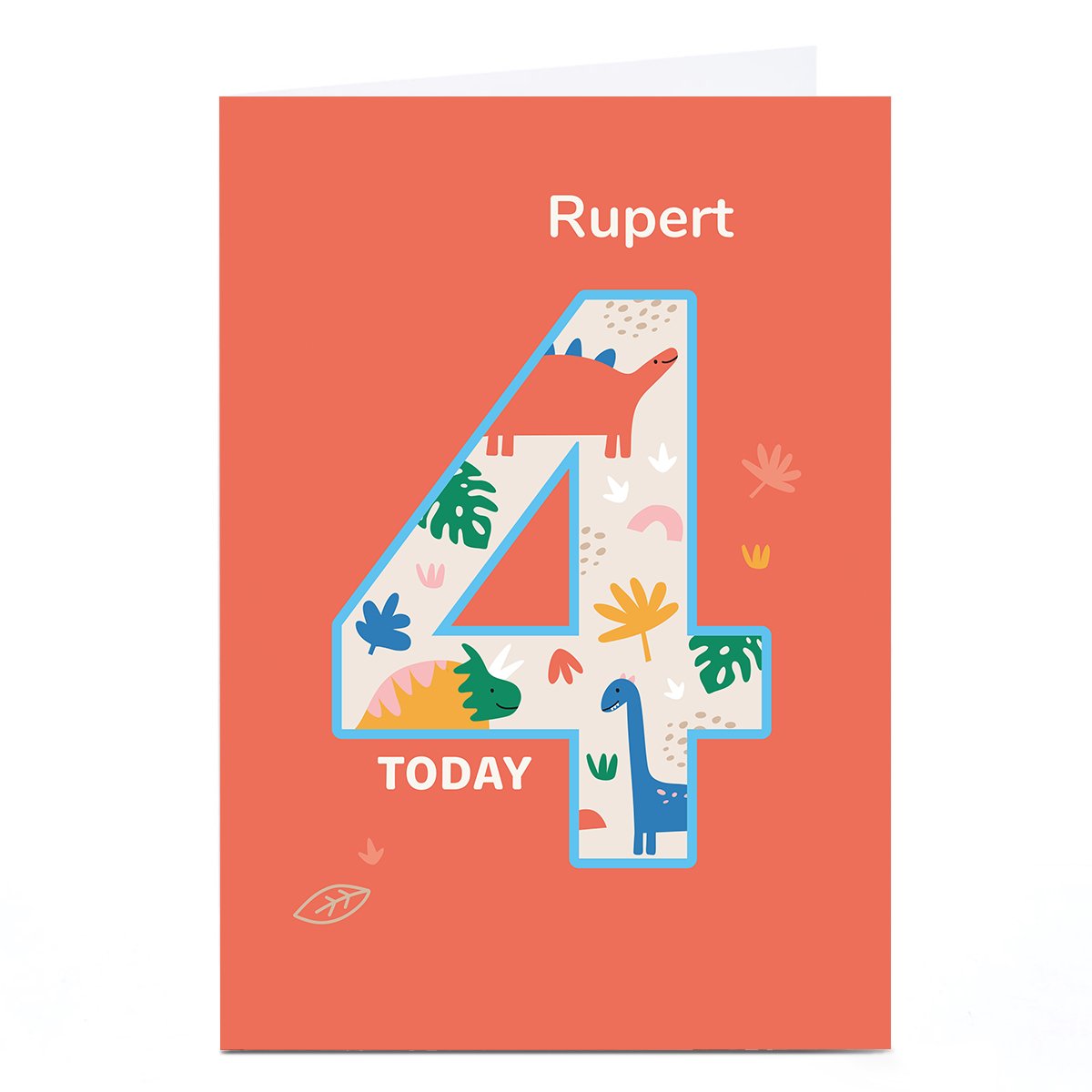 Personalised Frances Wilson 4th Birthday Card - Dinosaurs