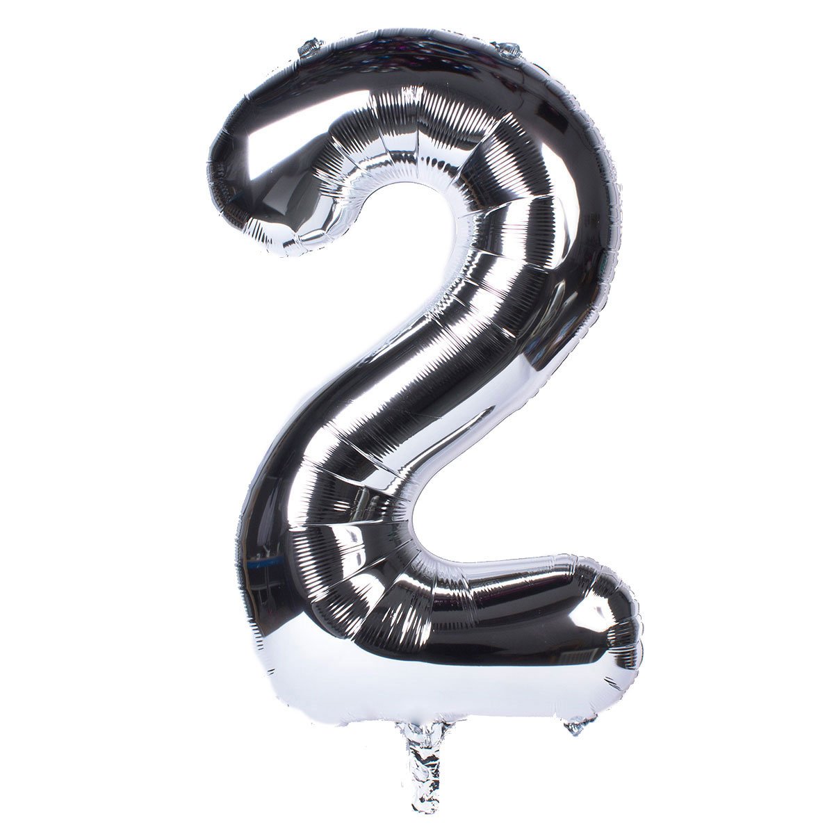 Silver Number 2 Foil Giant Helium Balloon - Uninflated