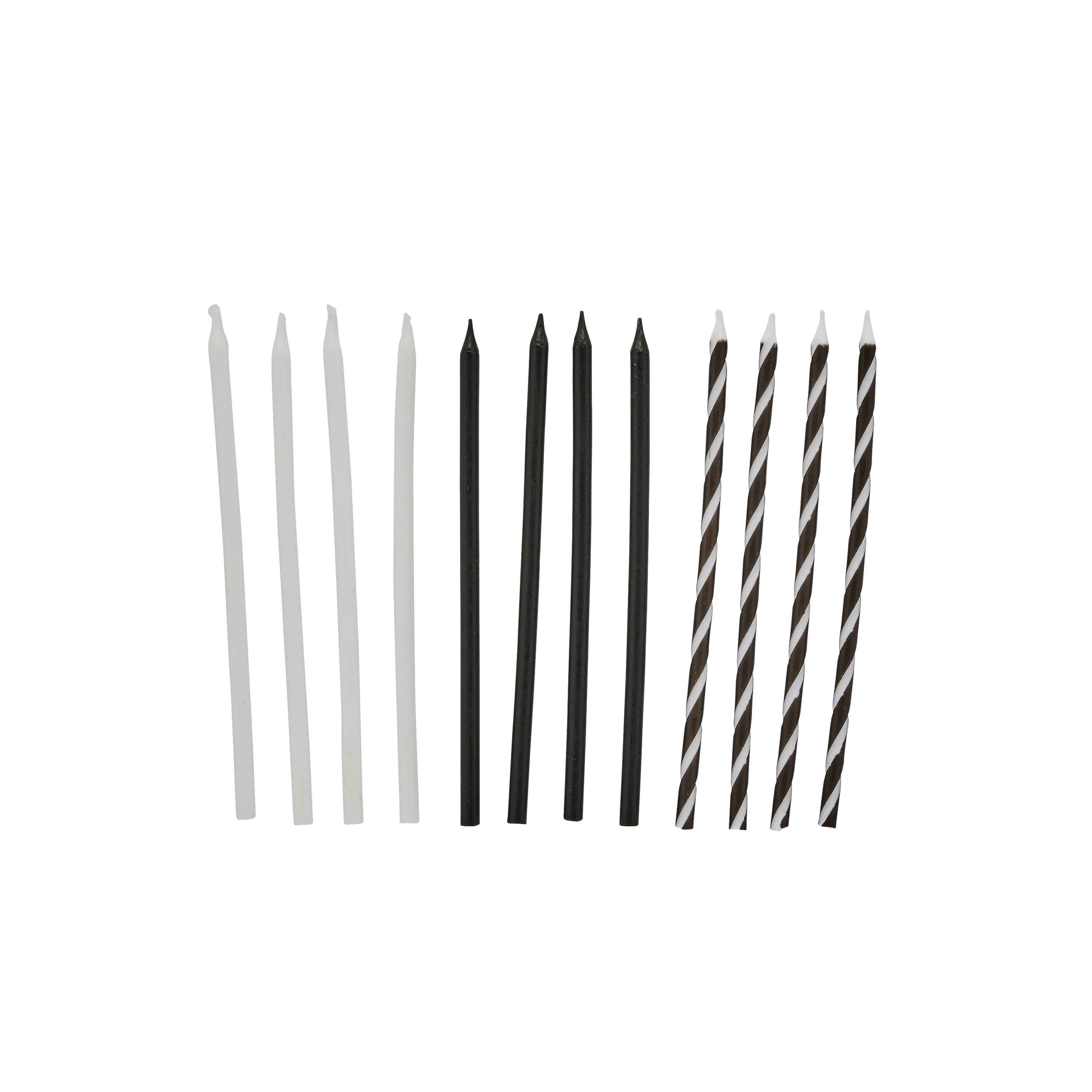 Monochrome Tall Skinny Candles - Pack of 12