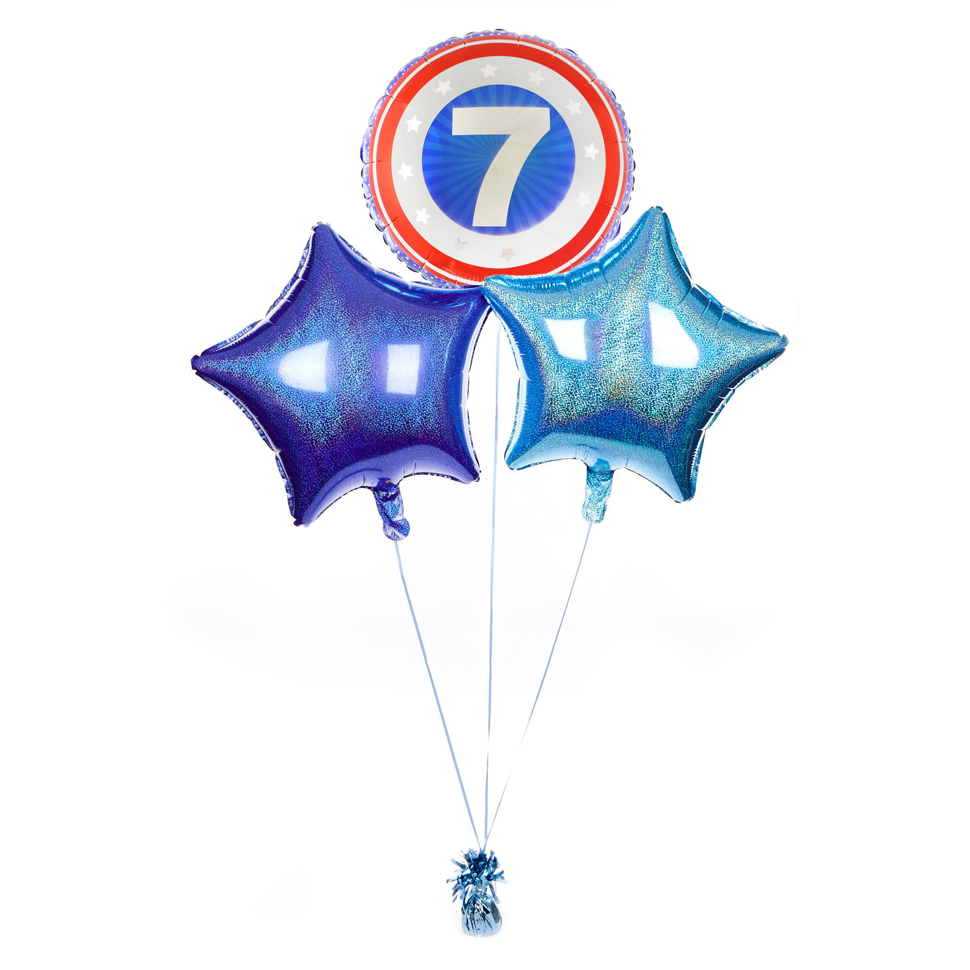Superhero Shield 7th Birthday Balloon Bouquet - DELIVERED INFLATED!