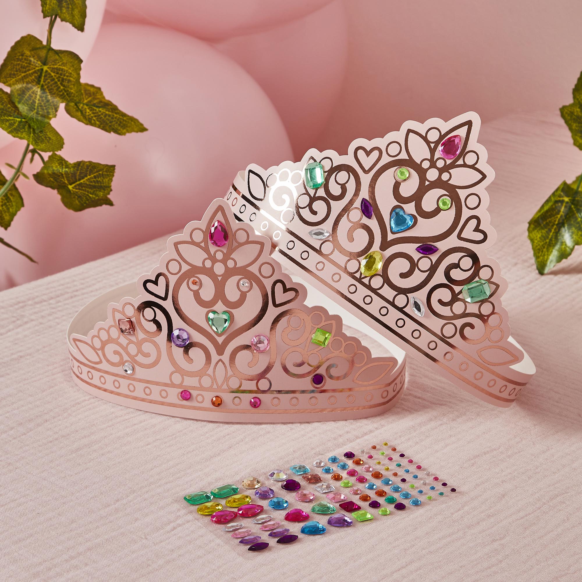 DIY Princess Paper Tiara Kit & Gem Stickers - Pack of 4