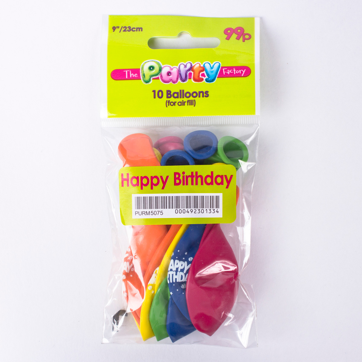 Multicoloured Happy Birthday Air-fill Latex Balloons - Pack Of 10