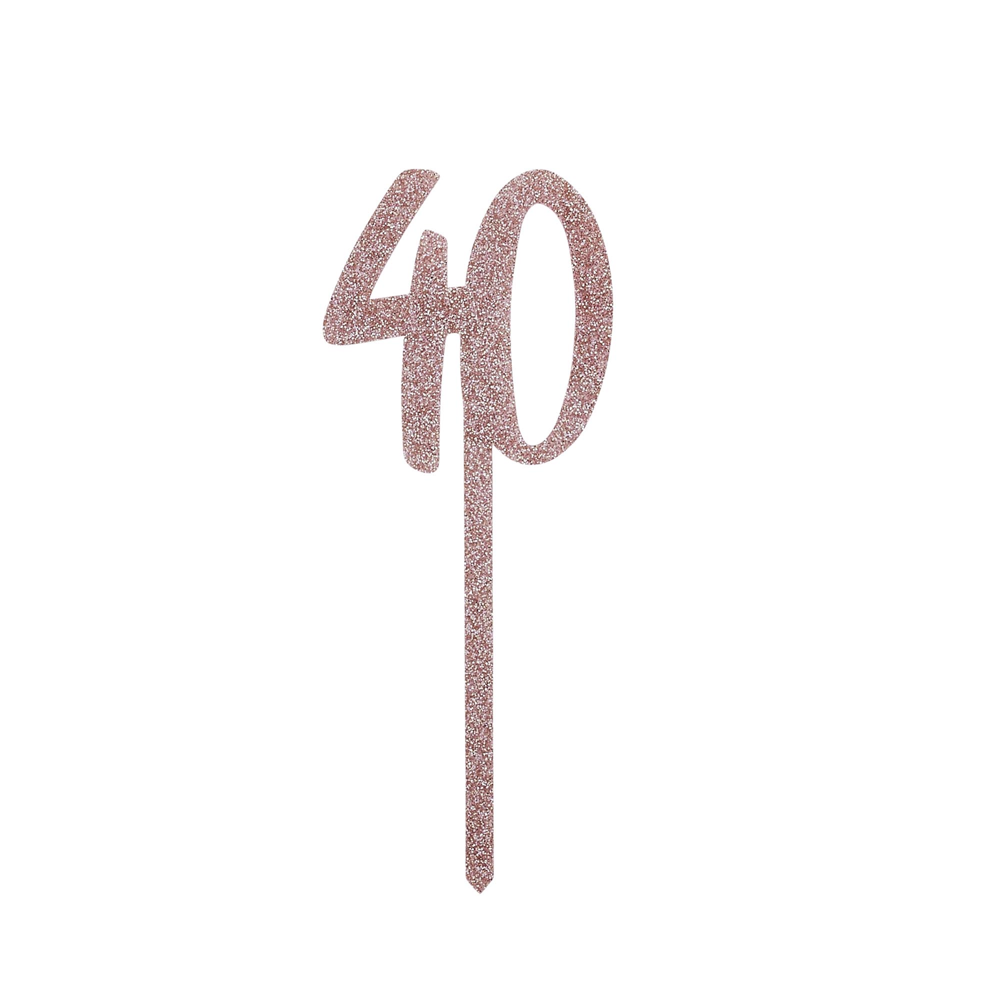 Metallic 40 Glitter Acrylic Cake Topper (3 Colour Options)