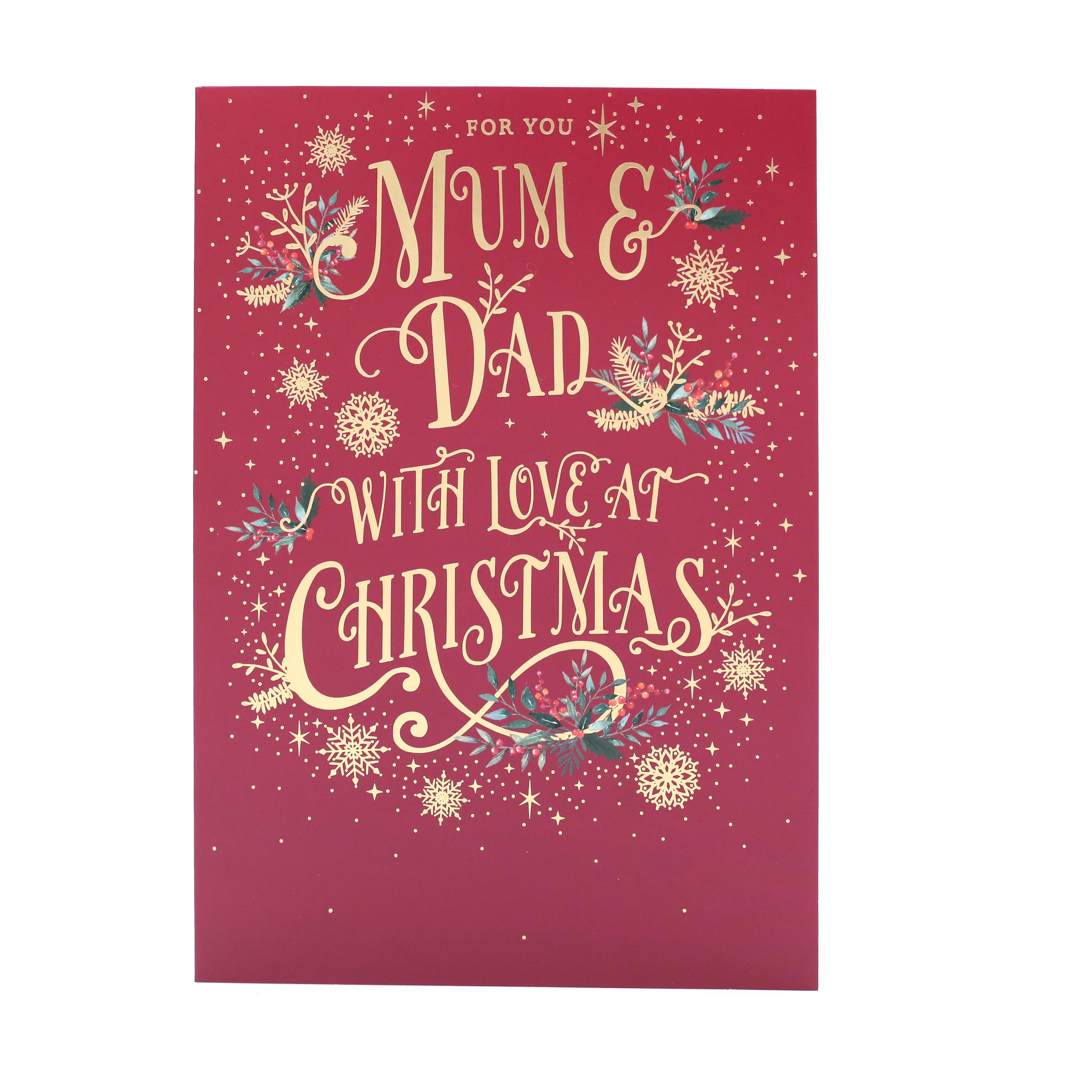 Christmas Card - Mum and Dad, Traditional With Love At Christmas