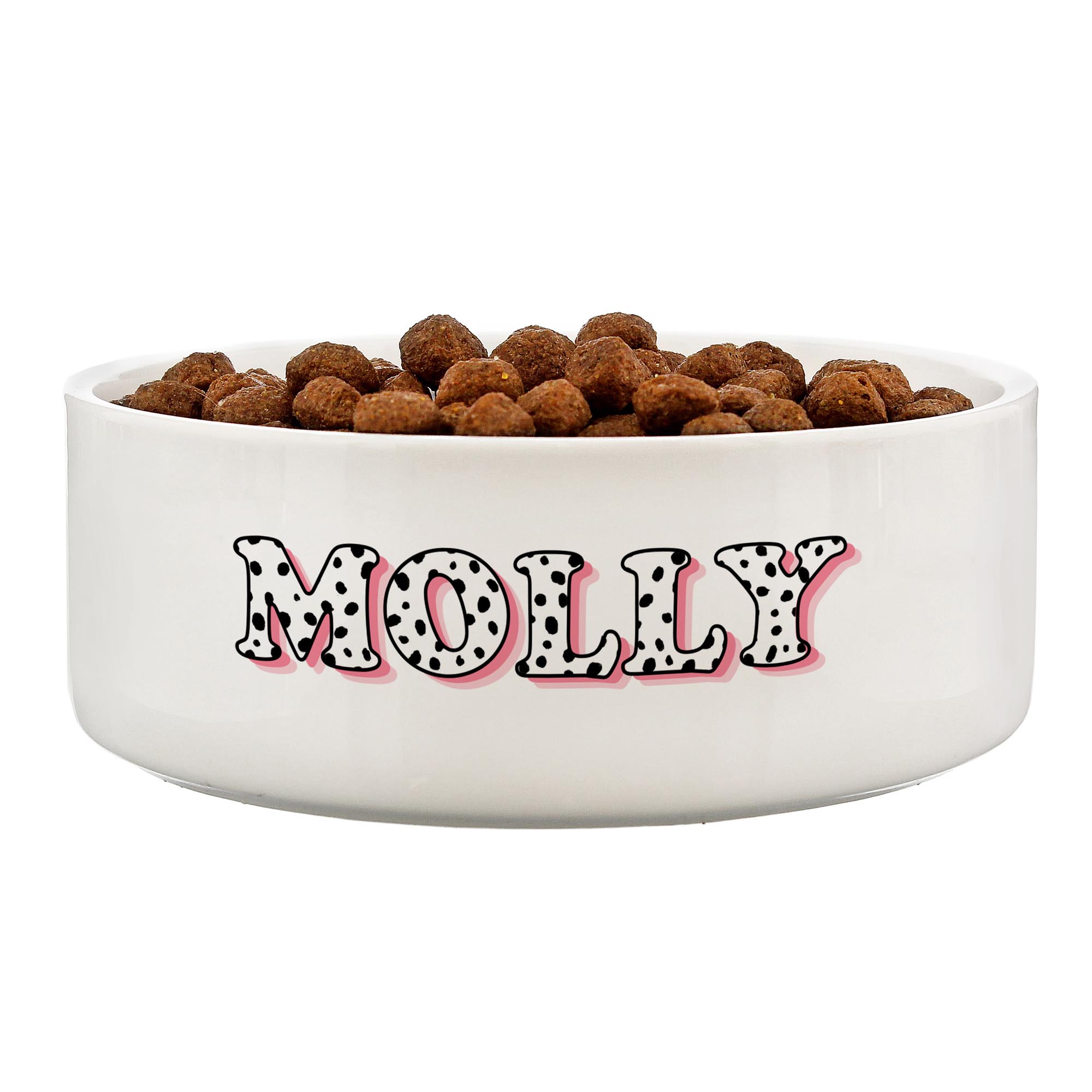 Personalised Pink Spots Name 15cm Medium Pet Bowl