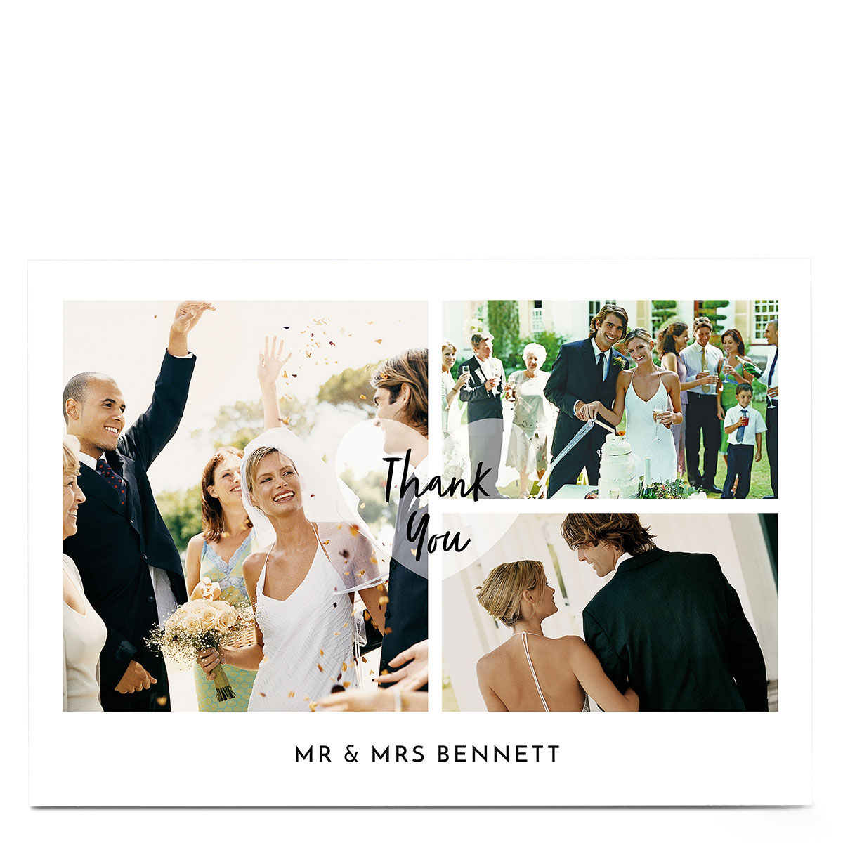 Personalised Wedding Photo Card - Thank You White Heart
