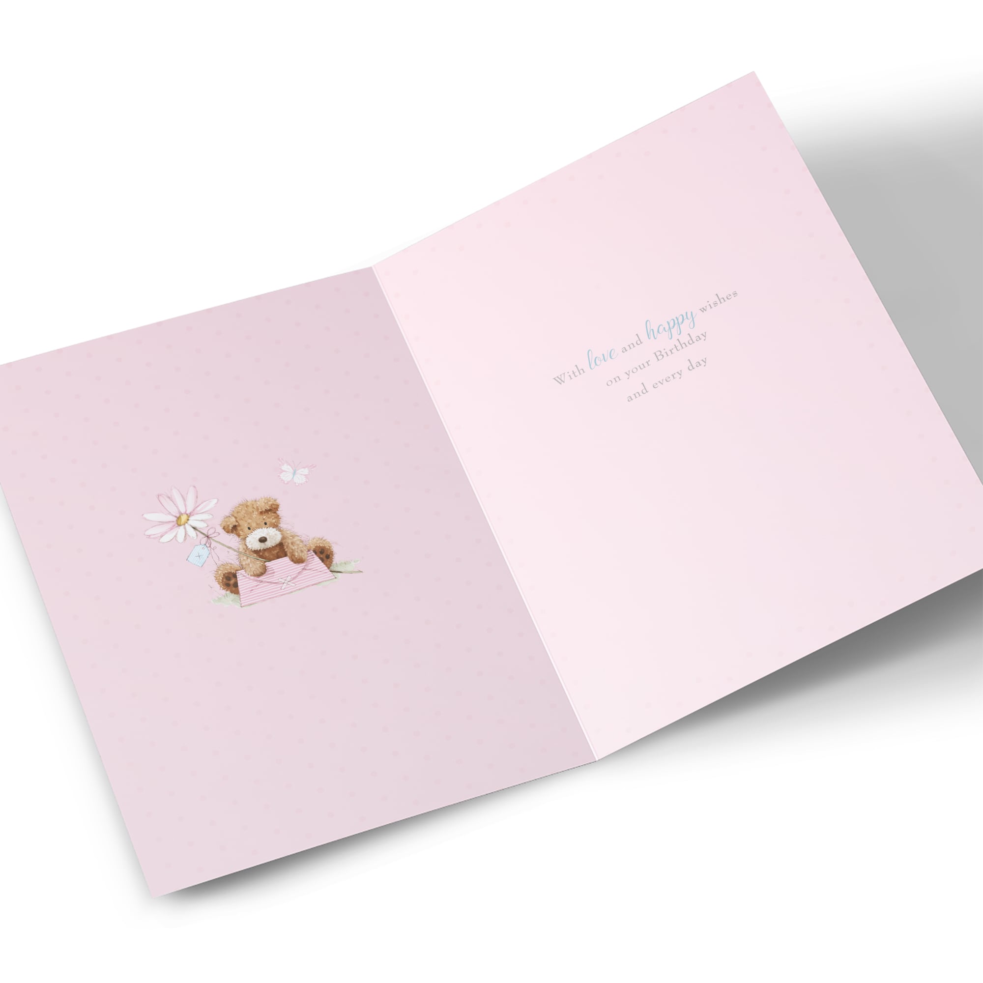 Birthday Card - Fluffy Dog Flower and Envelope