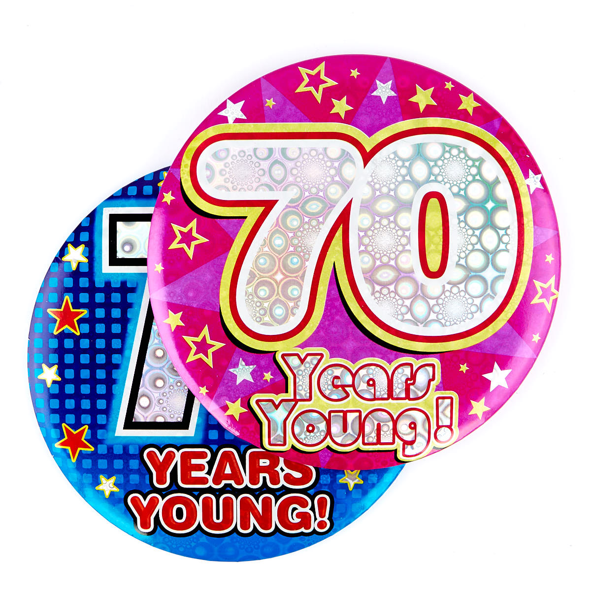 Holographic Age 70 Giant Birthday Badge