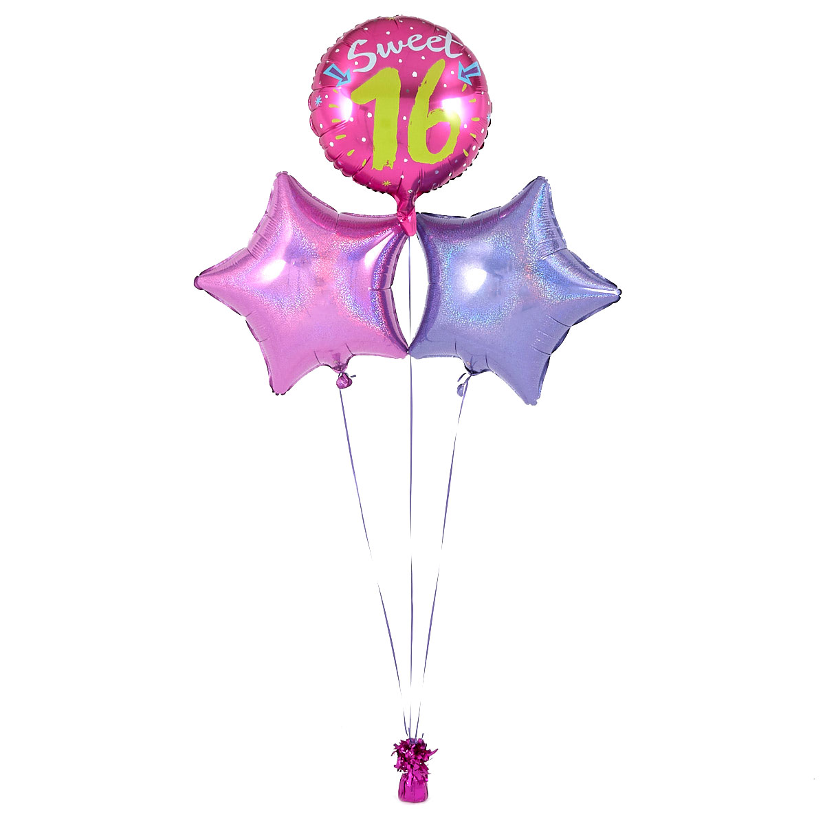 Sweet 16th Birthday Pink Balloon Bouquet - DELIVERED INFLATED!