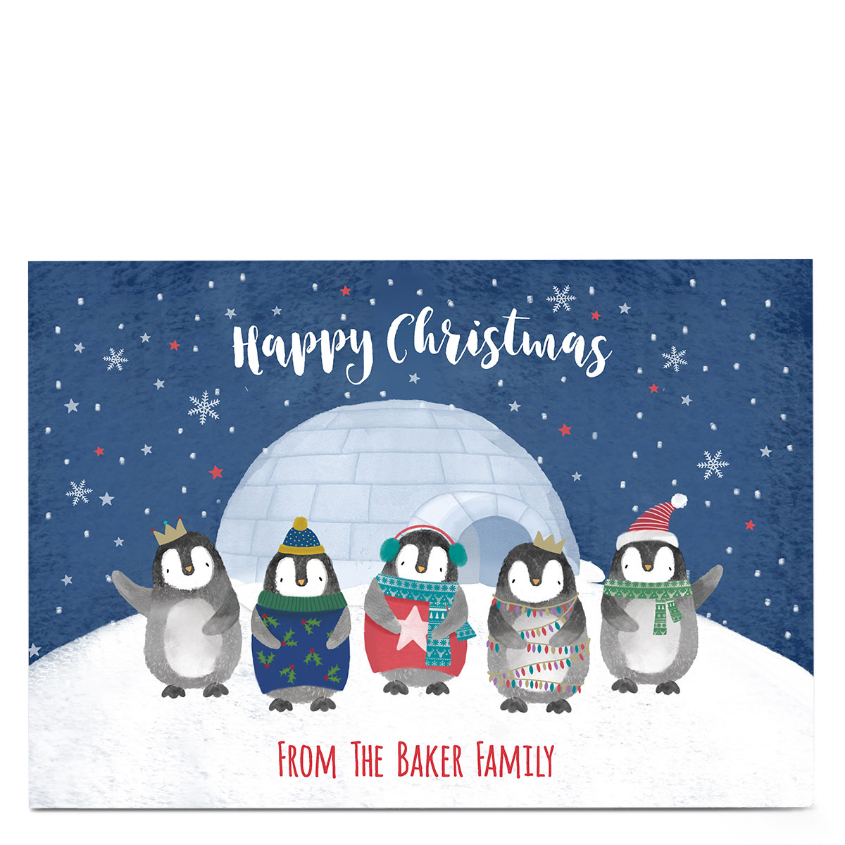 Personalised Christmas Card - From The Penguin Family