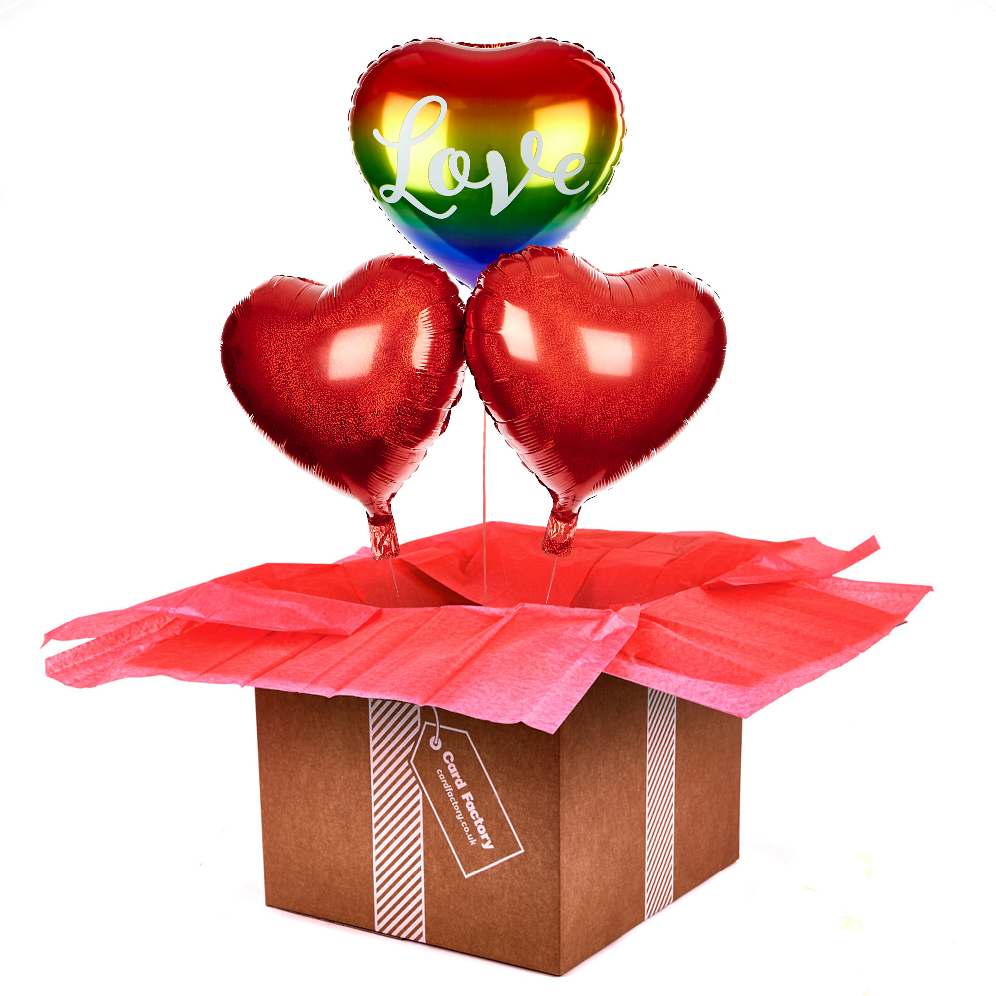 Rainbow Love Heart Balloon Bouquet - DELIVERED INFLATED!