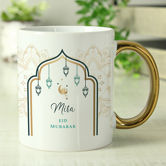 Personalised Eid and Ramadan Gold Handle Mug