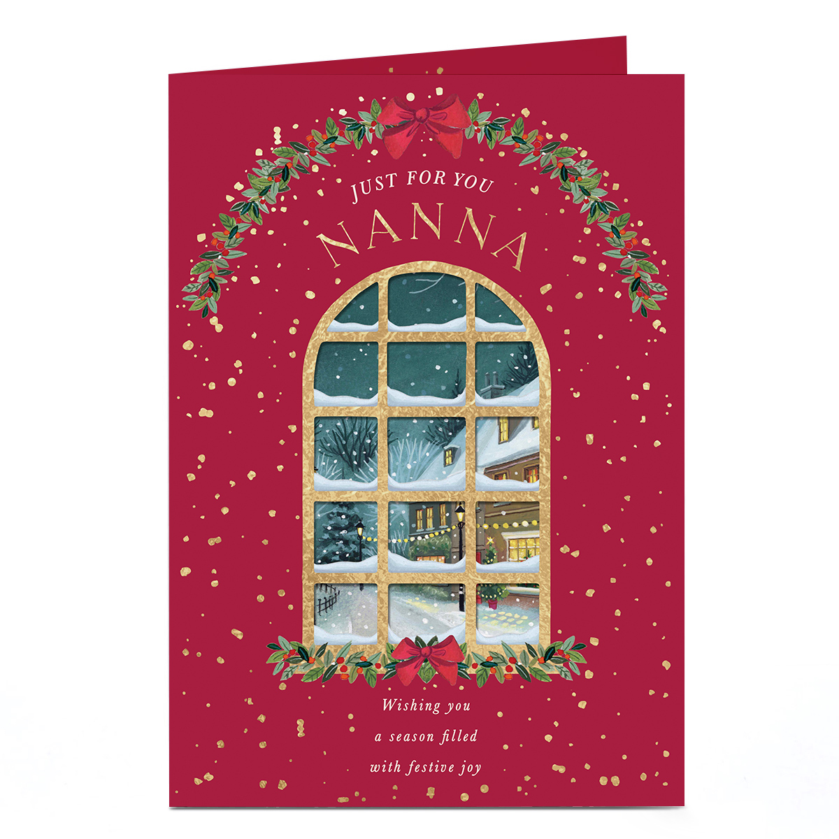 Christmas Card - Nighttime Town Window Scene, Nanna
