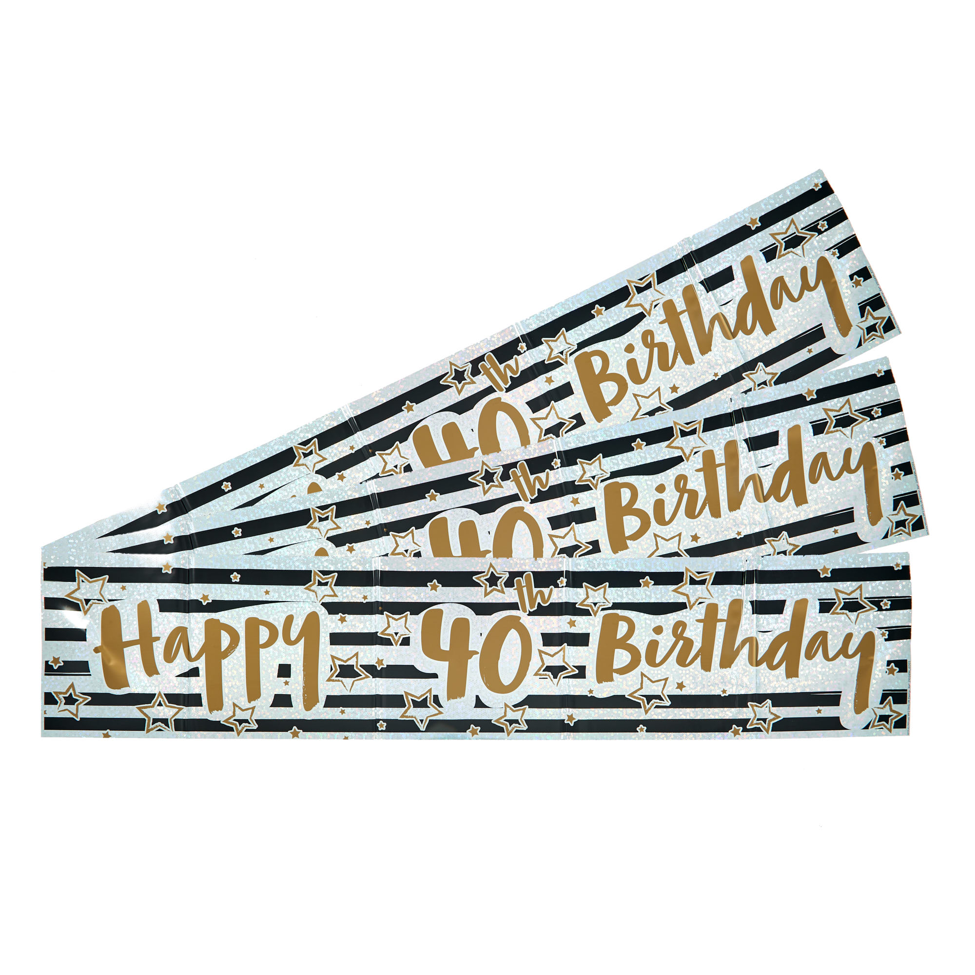Stripes & Stars Happy 40th Birthday Banners - Pack of 3