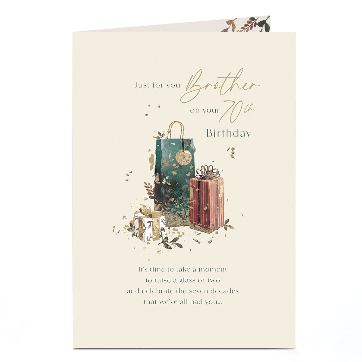 70th Birthday Card - Raise a Glass and Celebrate, Brother