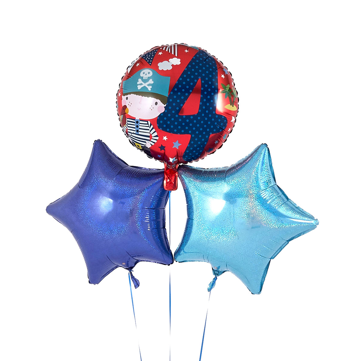 4th Birthday Pirate Blue Balloon Bouquet - DELIVERED INFLATED!