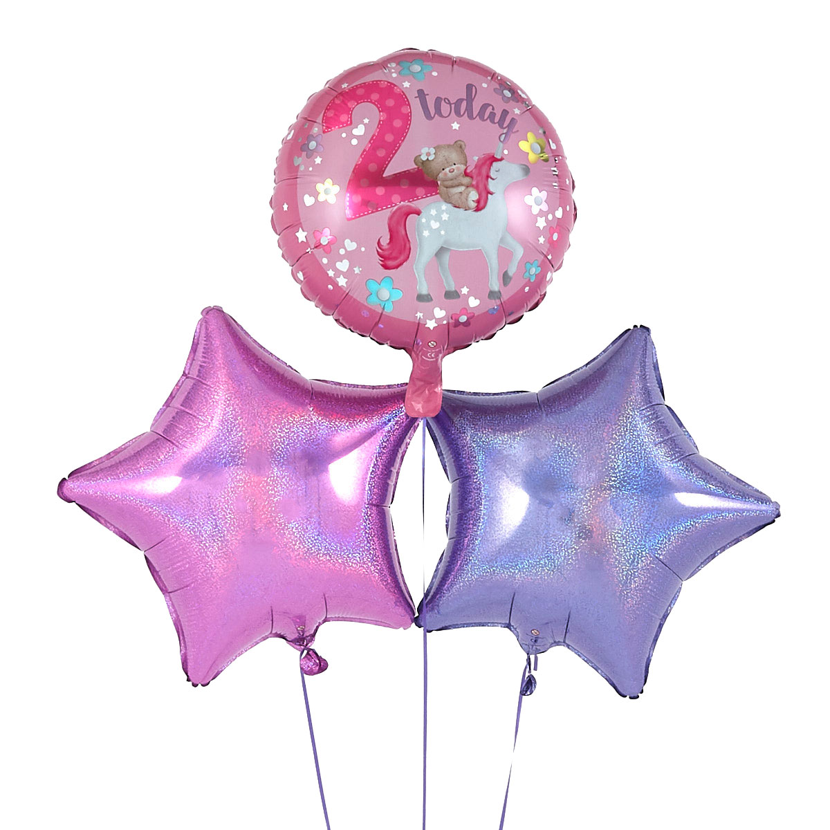 2nd Birthday Hugs Unicorn Pink Balloon Bouquet - DELIVERED INFLATED!