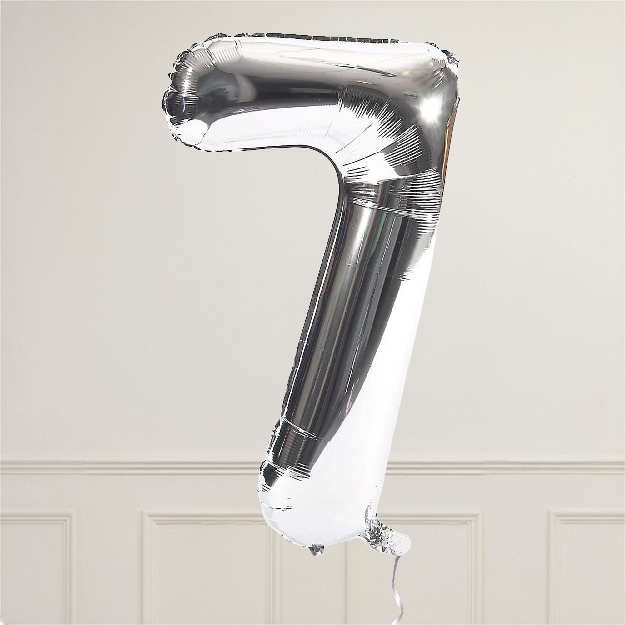 Silver Number 7 Giant Foil Helium Balloon INFLATED