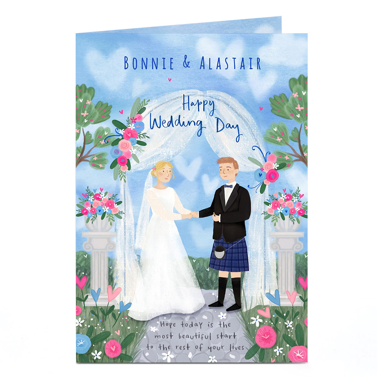 Personalised Wedding Card - Marriage Ceremony Blue Kilt