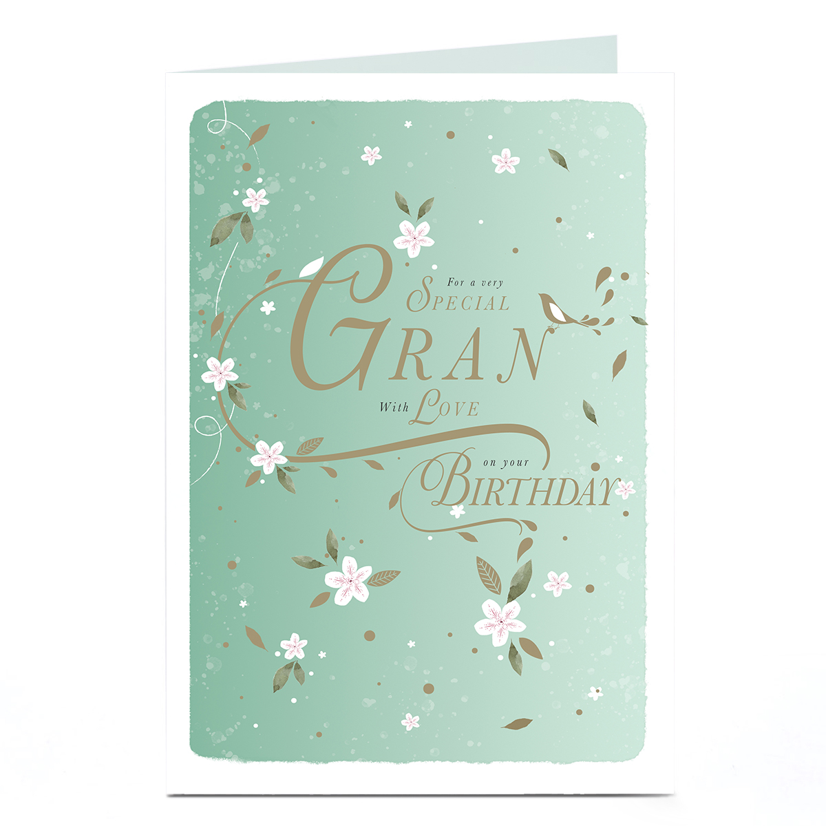 Birthday Card - Pastel Green Flower Blossom, Gran
