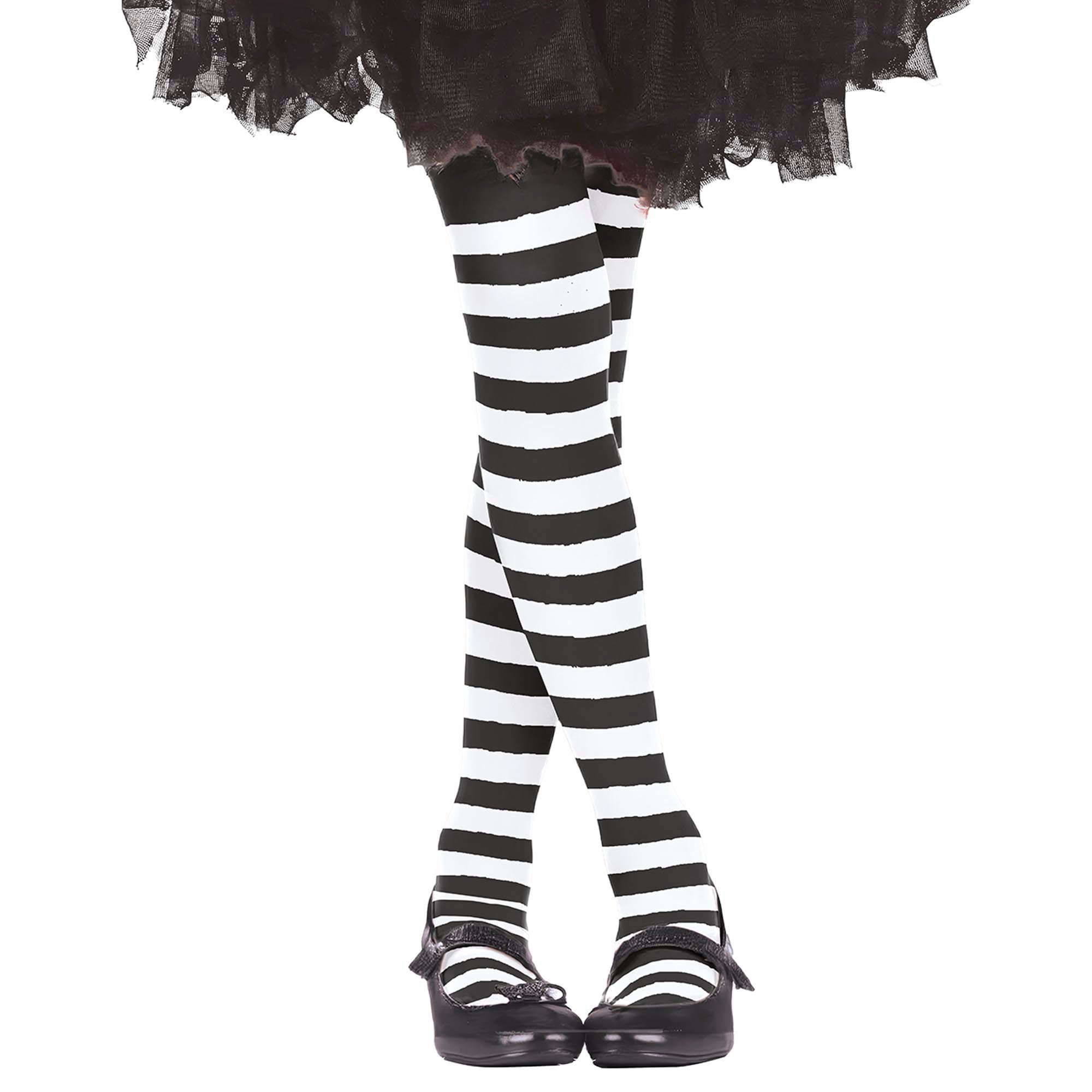 Black & White Striped Children's Tights 