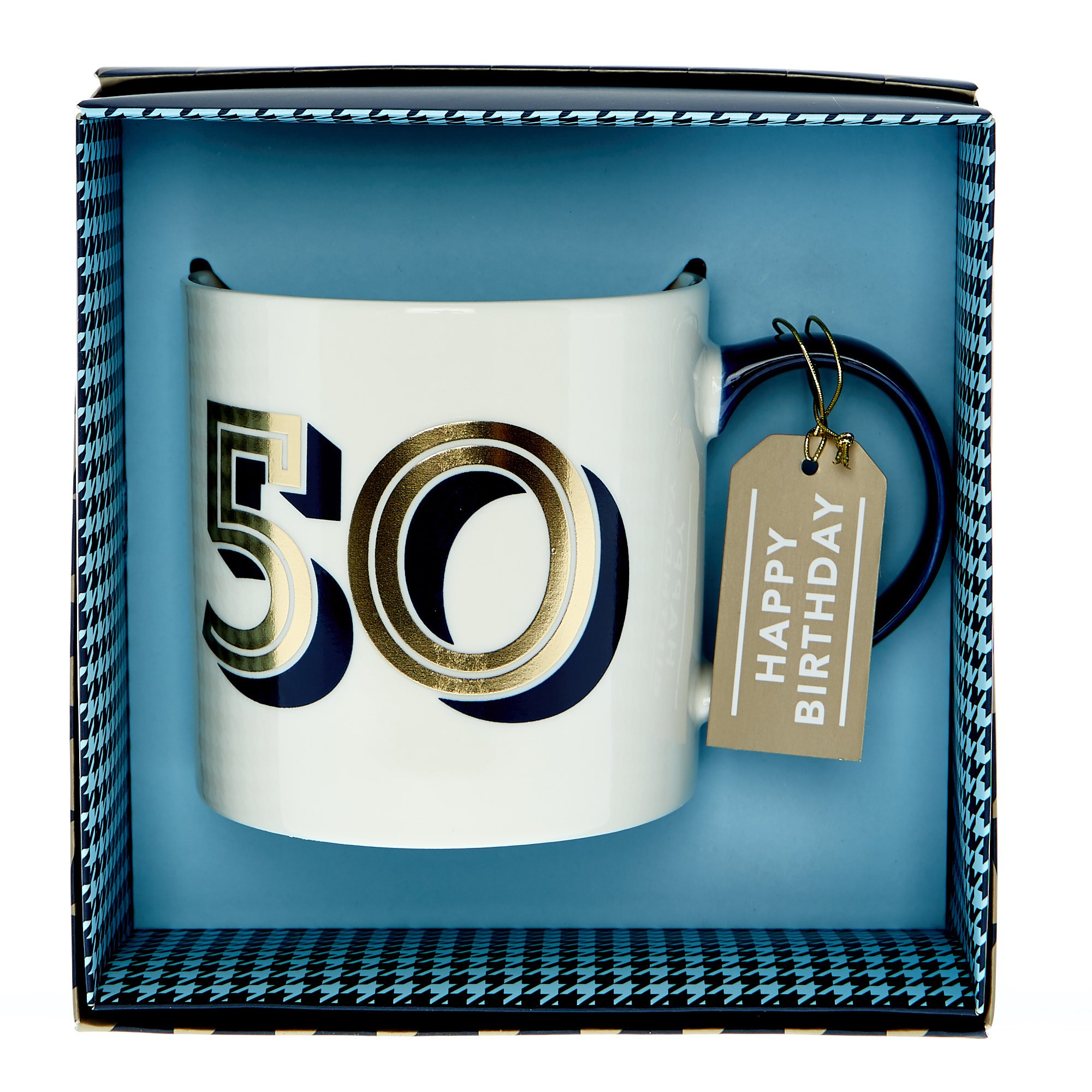 50th Birthday Mug In A Box - Blue & Gold 