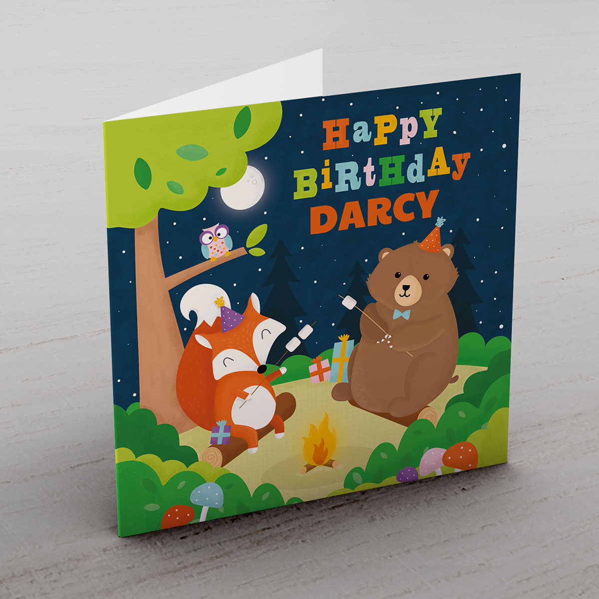 Personalised Birthday Card - Campfire Animals