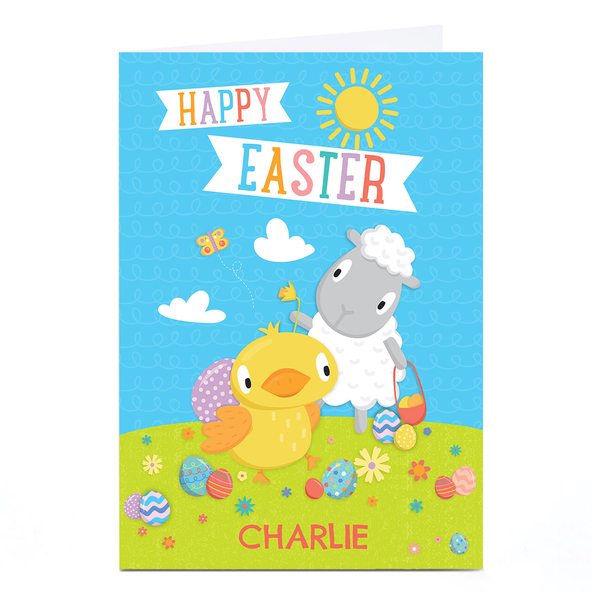 Personalised Easter Card - Chick & Sheep