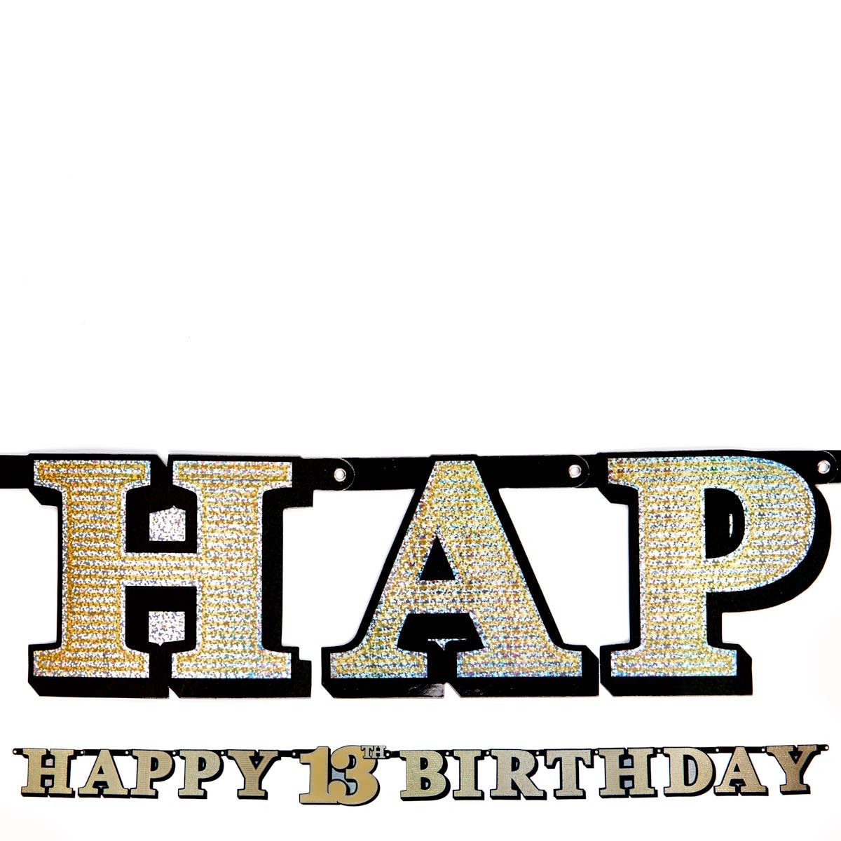 Gold Holographic 13th Birthday Banner