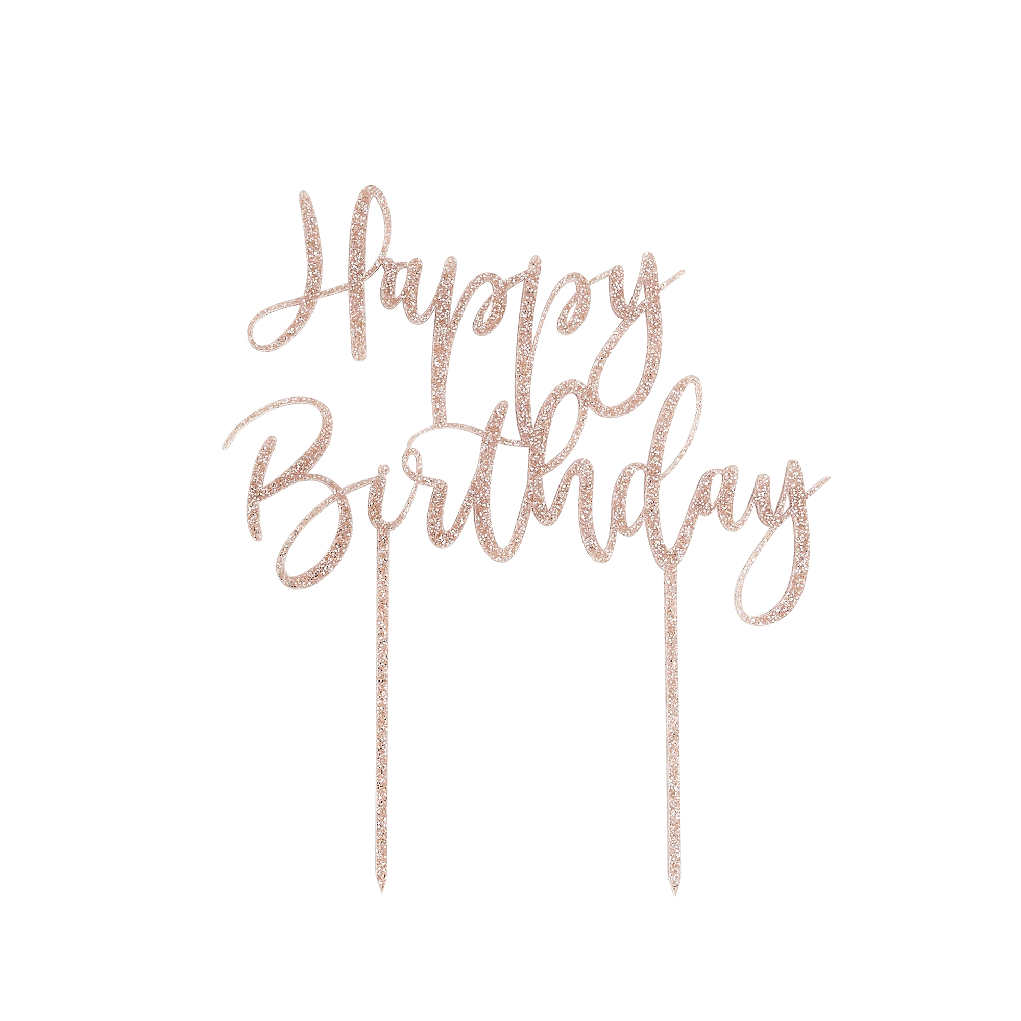 Metallic Happy Birthday Script Glitter Acrylic Cake Topper (3 Colour Options)