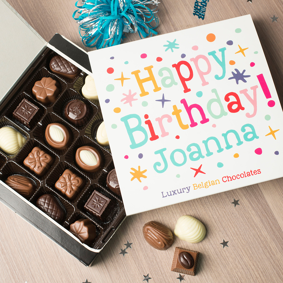 Personalised Belgian Chocolates - Happy Birthday Any Message