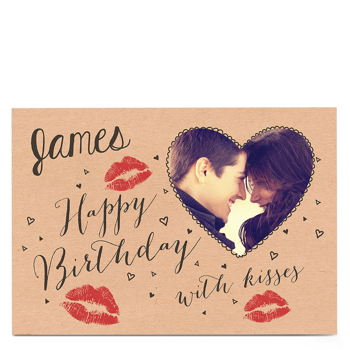 Photo Birthday Card - Lipstick Kisses