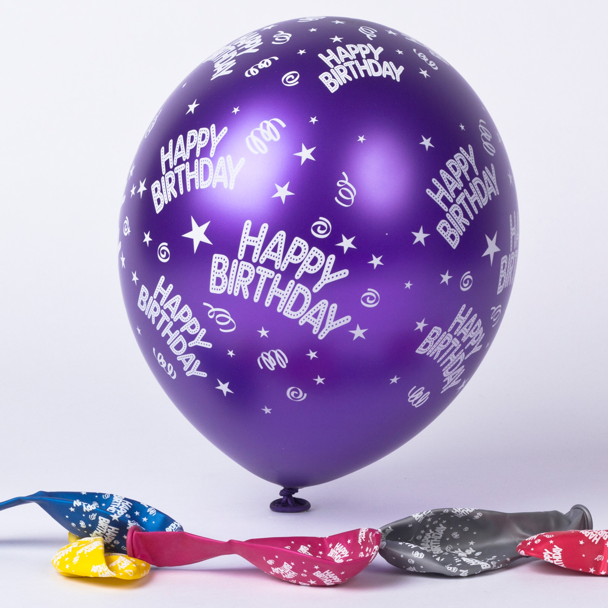 Multicoloured Happy Birthday Latex Balloons, Pack Of 6