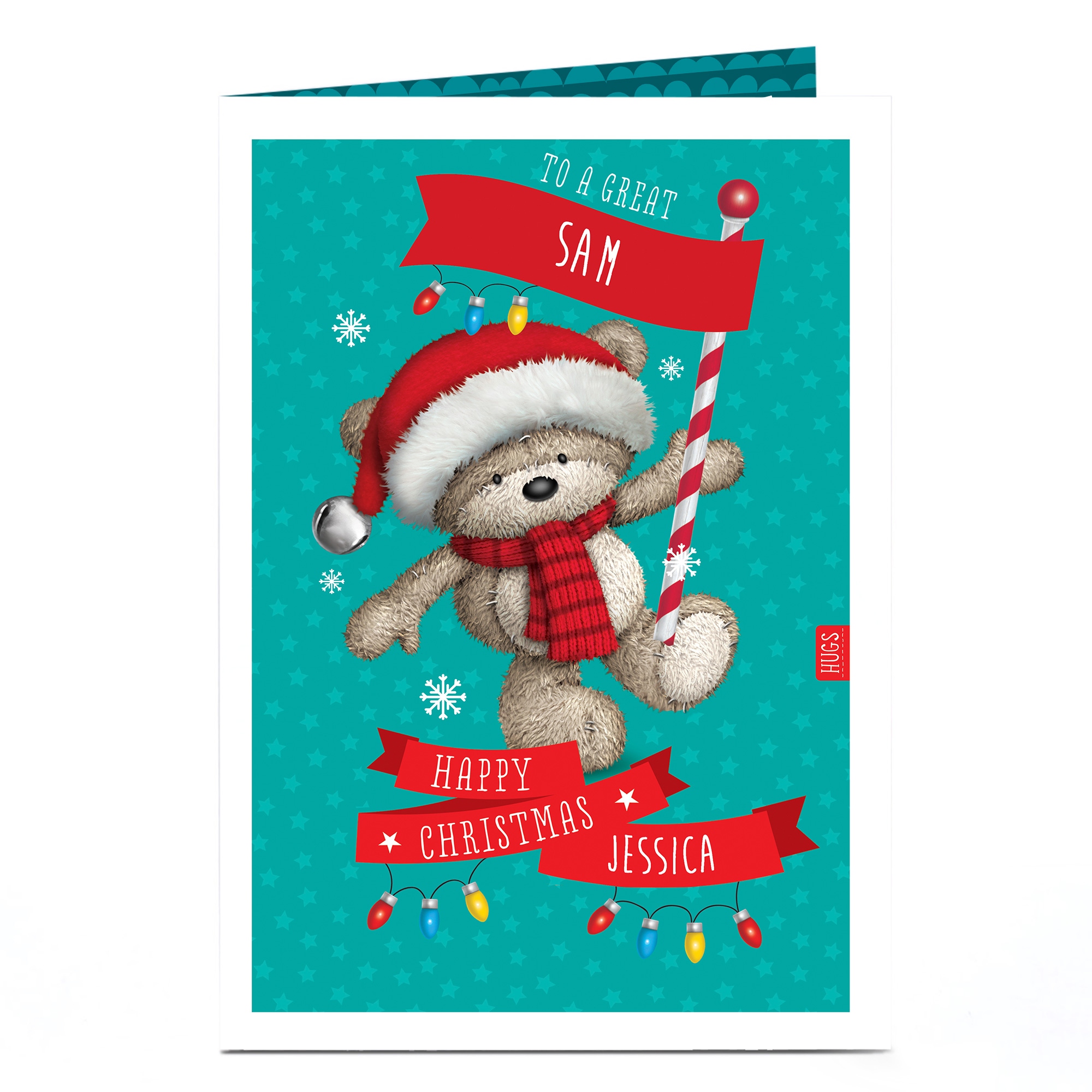 Hugs Personalised Christmas Card - Flagpole