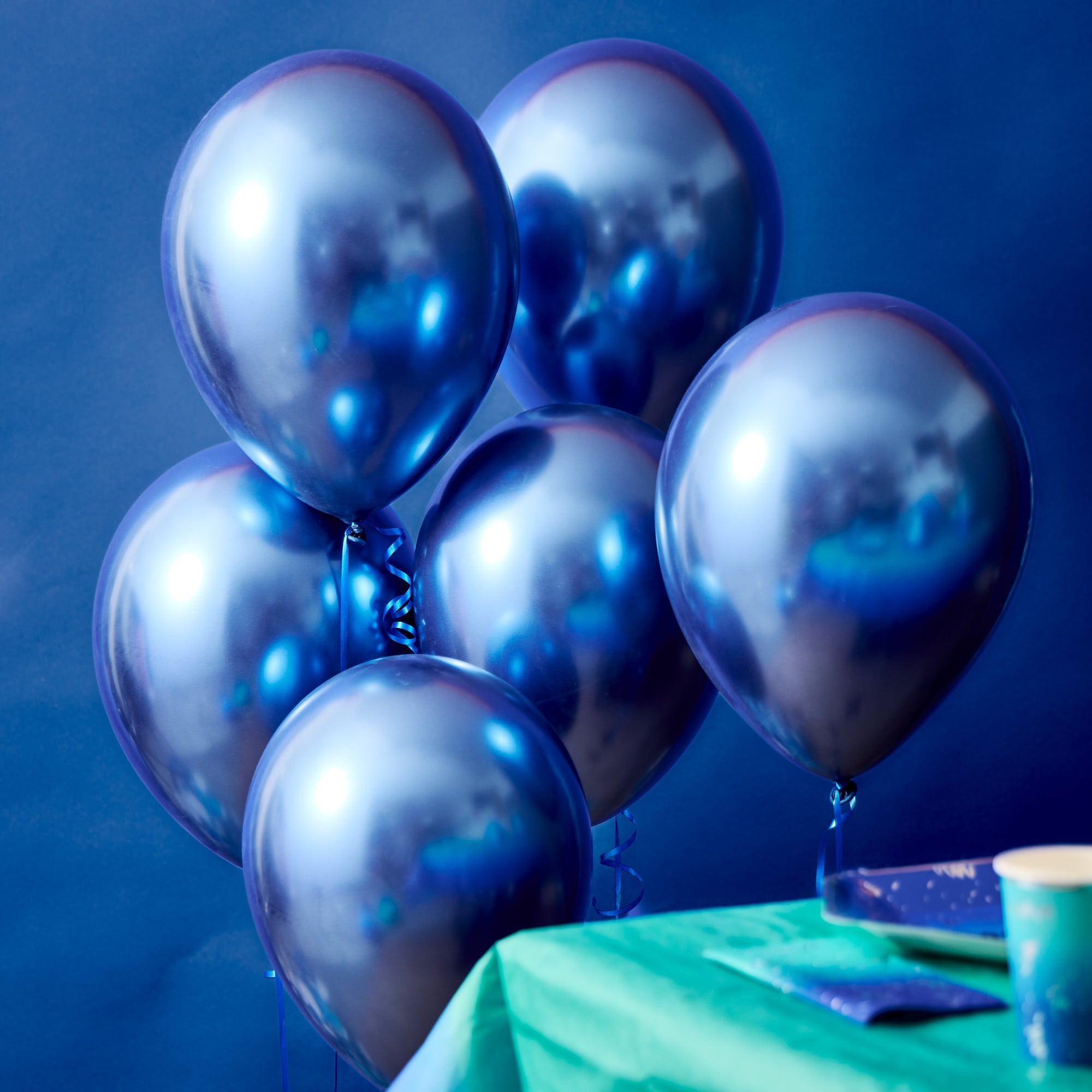 12-Inch Chrome Blue Latex Balloons - Pack of 6
