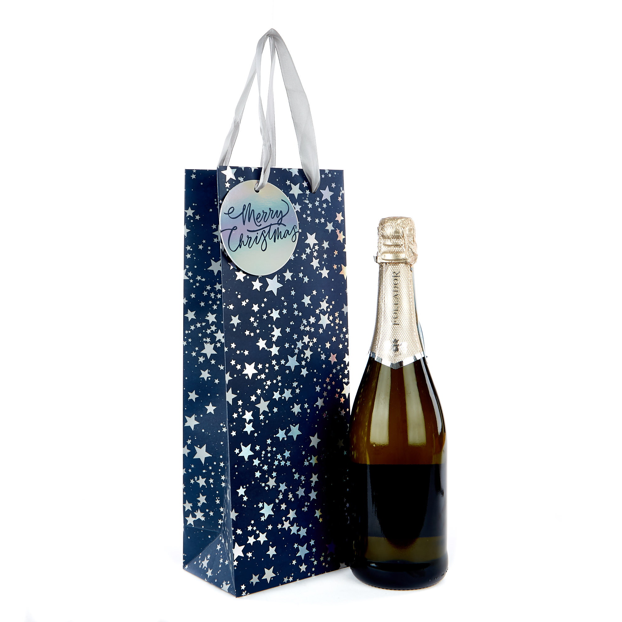 Blue & Silver Stars Christmas Bottle Bag