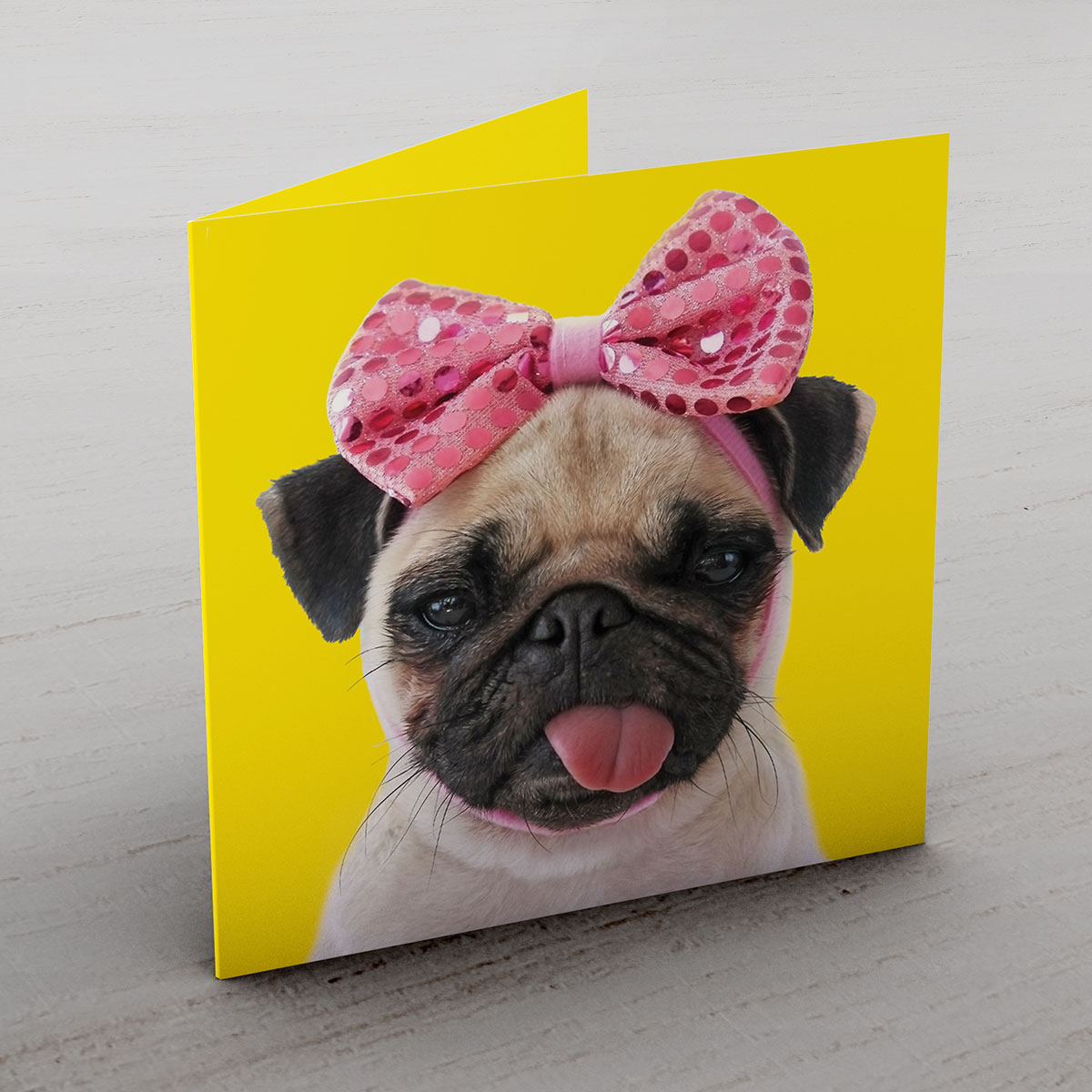 Personalised Card - Pink Bow Pug