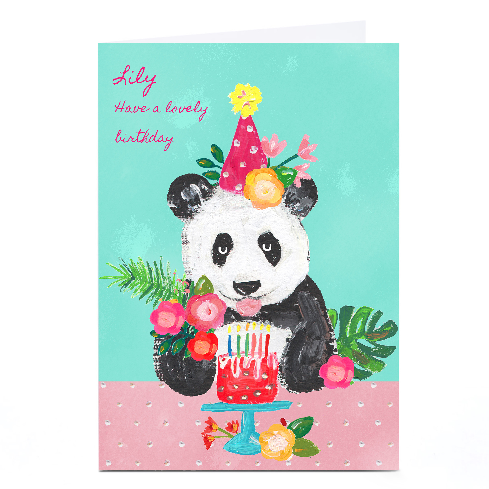 Personalised Kerry Spurling Birthday Card - Panda Party