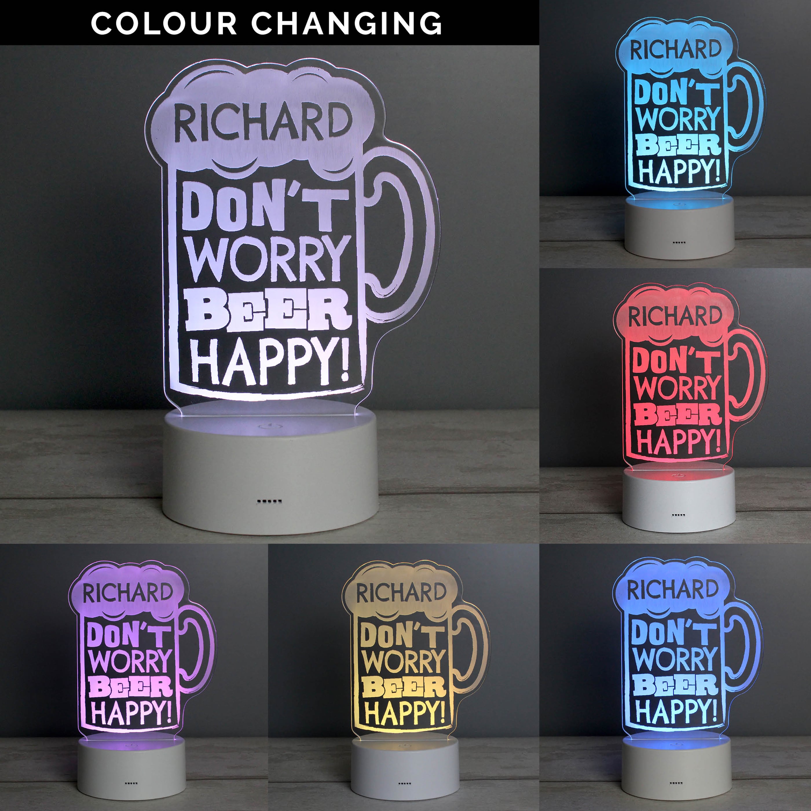 Personalised Beer Happy LED Colour Changing Light