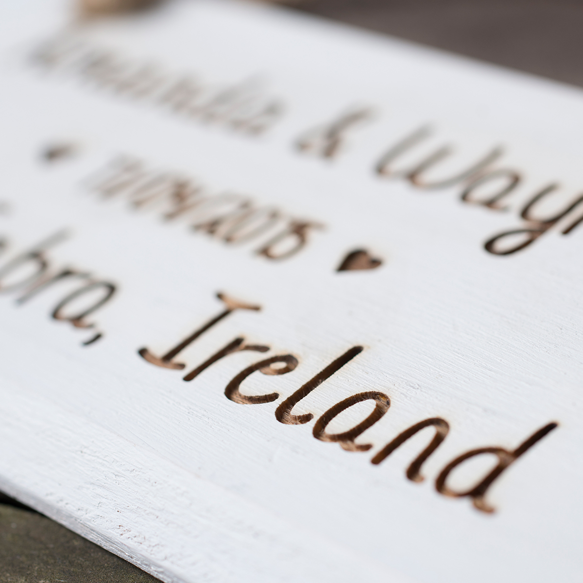 Personalised Engraved Hanging White Wooden Sign