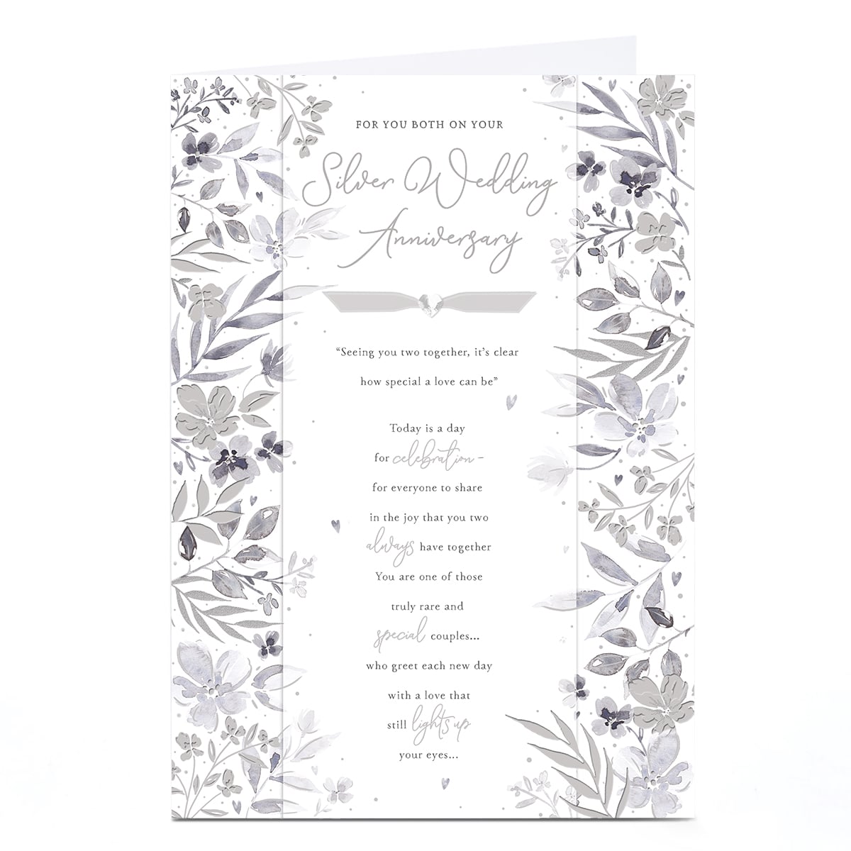 Silver Wedding Anniversary Card - Silver Flower Poem