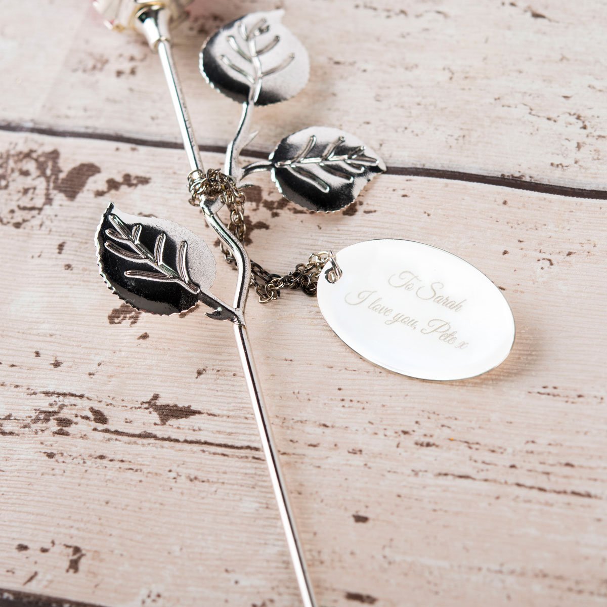 Personalised Engraved Silver-Plated Rose