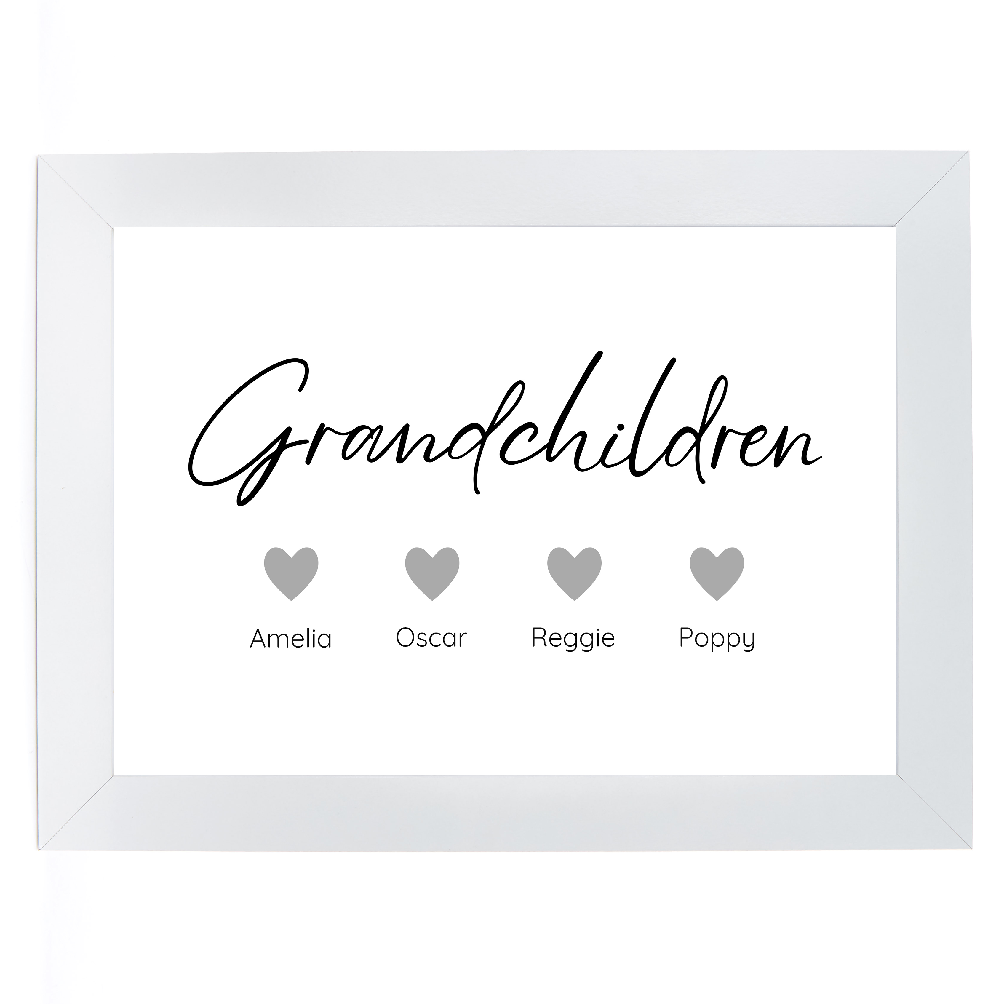 Personalised Family Print - 4 Grandchildren Hearts
