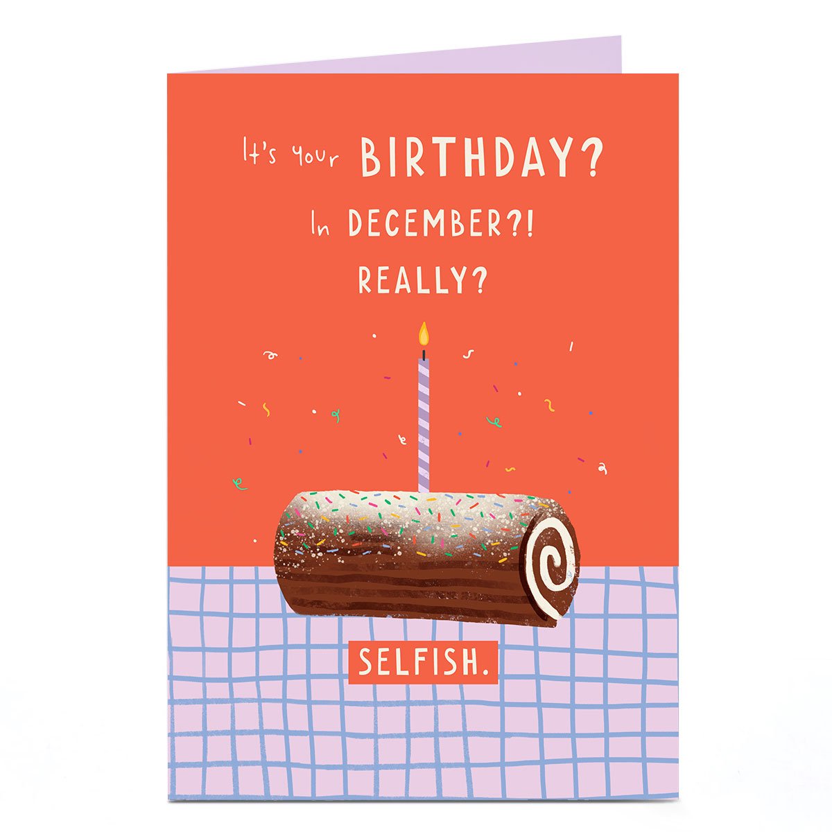 Personalised December Birthday Card - Chocolate Log