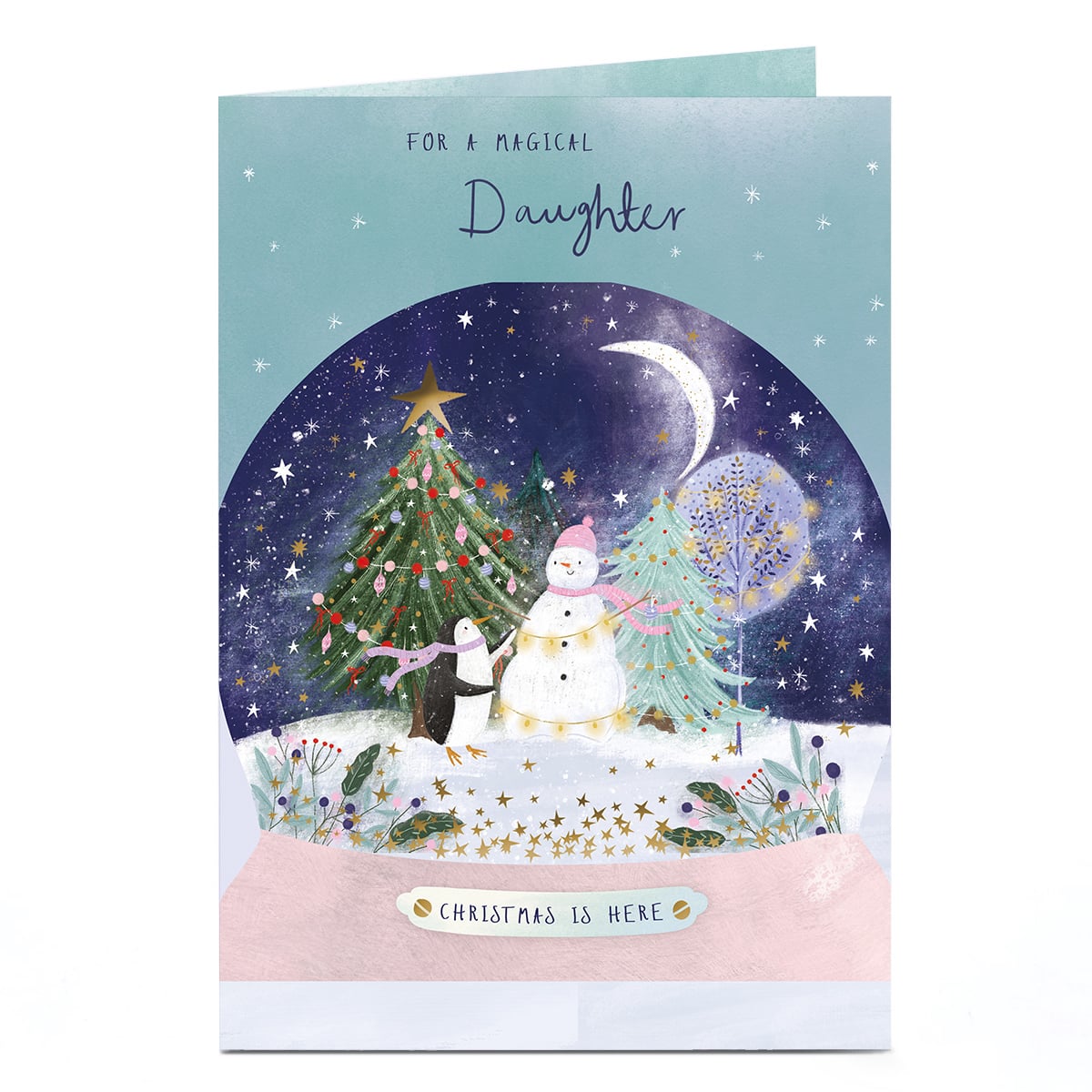 Christmas Card - Winter Scene Snowglobe, Daughter