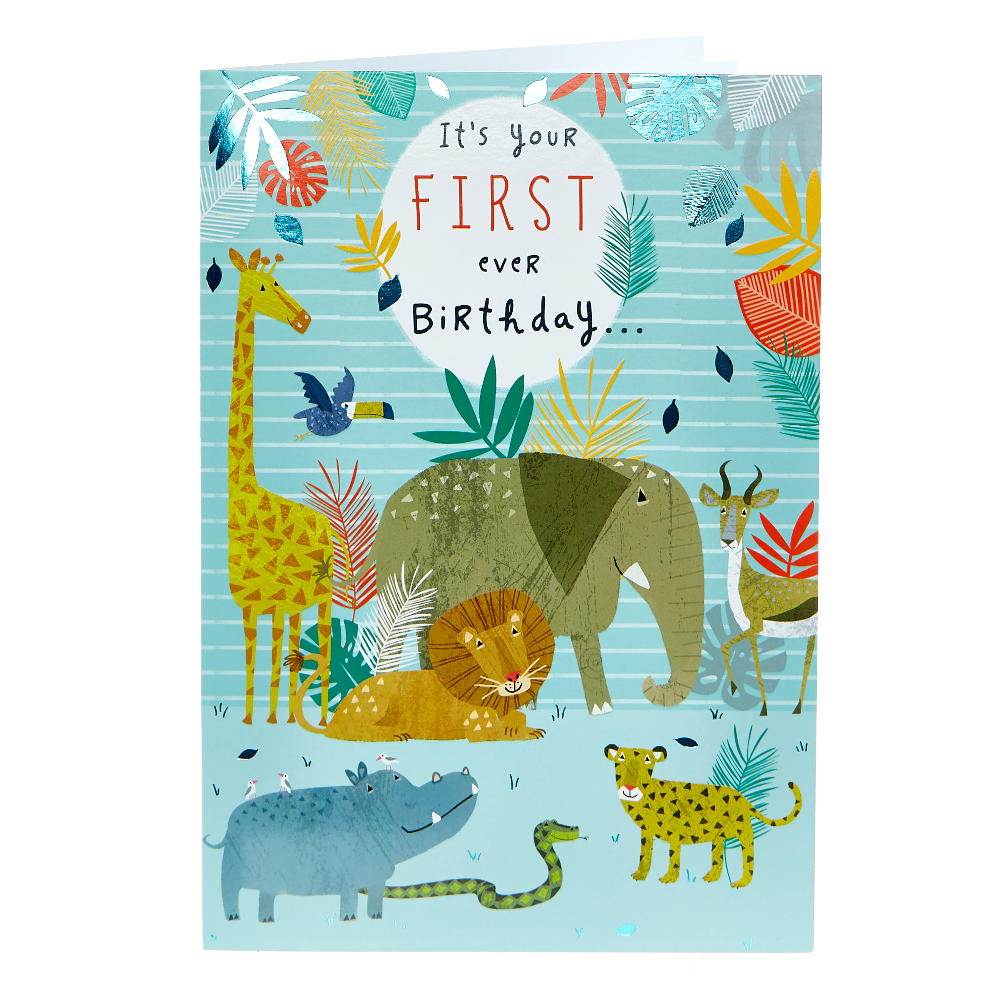 1st Birthday Card - Jungle Animals