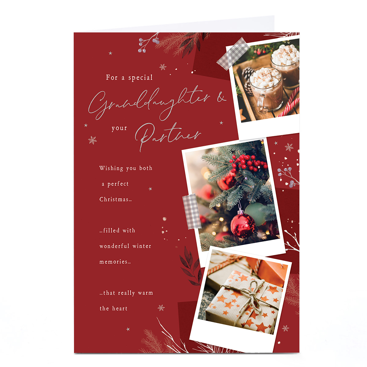 Christmas Card - Festive Polaroids, Granddaughter & Your Partner